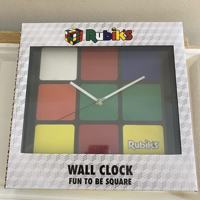 Rubik's Cube Fun to be Square Wall Clock, Battery Operated, Sealed in Box