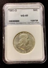 1963 D Franklin Silver Half Dollar UNC! In Holder! ENN Coins