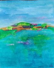 Original Watercolor Abstract Landscape OfficeLuxe Tranquil Quiet Luxury Nature