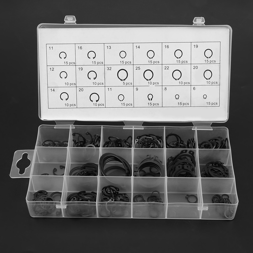 225PCS Retaining Internal & External Snap Retaining Circlip Assortment Box Set☜
