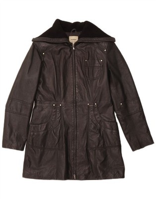 CONBIPEL Womens Leather Coat IT 44 Medium Black Leather AK40
