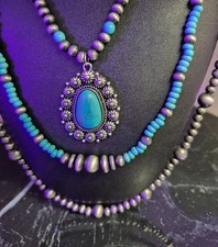 faux turquoise statement necklaces 3 strands