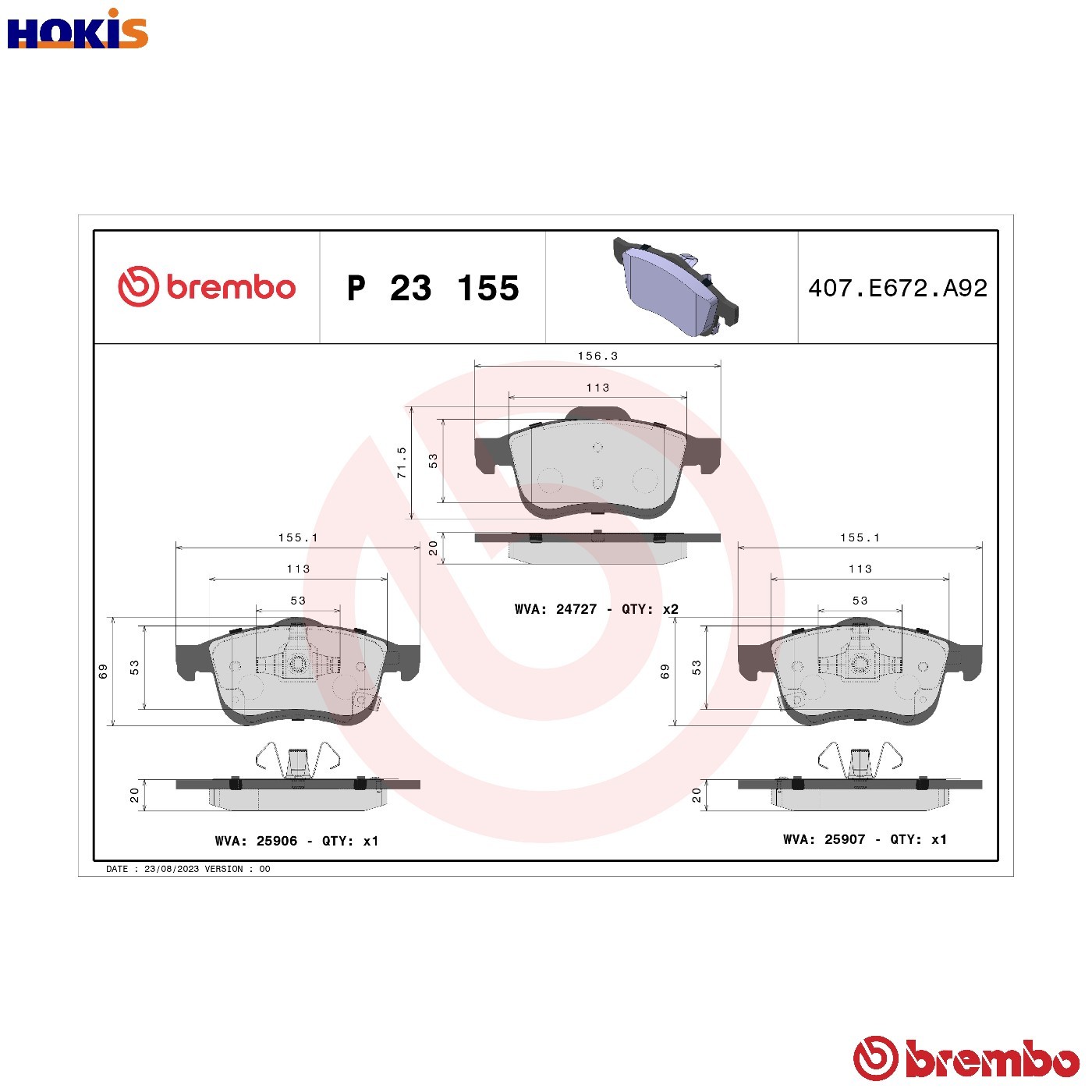 Fits BREMBO KLOCKI SZCZEKI CYLINDERKI P 23 155 BRAKE PADS FRONT - Image 10