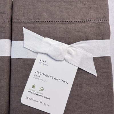 Pottery Barn Mocha Belgian Flax Linen King Shams Set Of 2 Luxury Natural NEW