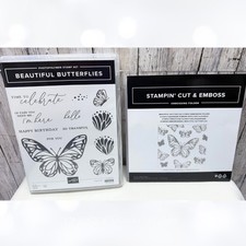 Stampin Up BEAUTIFUL BUTTERFLIES Butterfly Rubber Stamps Embossing Folder