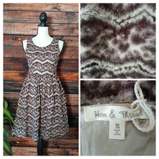 Hem & Thread Dress Size Medium Fit & Flare Lined Soft Fuzzy Leopard Print