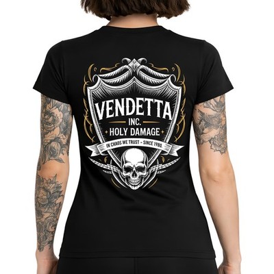 Vendetta Inc Frauen Shirt Skull Crest schwarz kurzarm Streetwear S 3XL