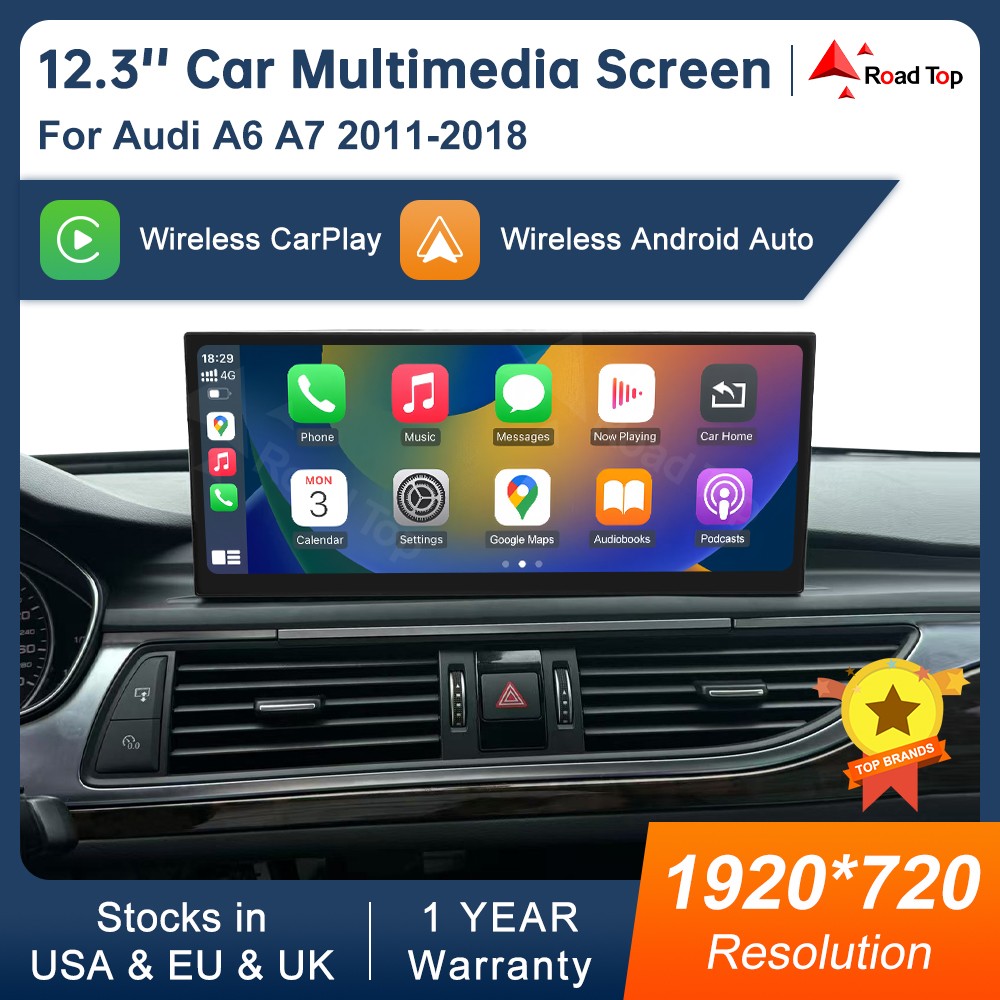 12,3"Ultradünn Wireless CarPlay Multimedia Touch Screen für Audi A6 A7 2011-2018