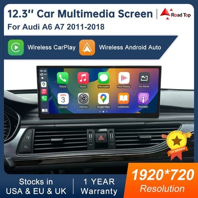 12,3''Ultradünn Wireless CarPlay Multimedia Touch Screen für Audi A6 A7 2011-2018