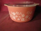 Vintage Pyrex Pink Gooseberry Casserole Dish 473 With 470C Lid