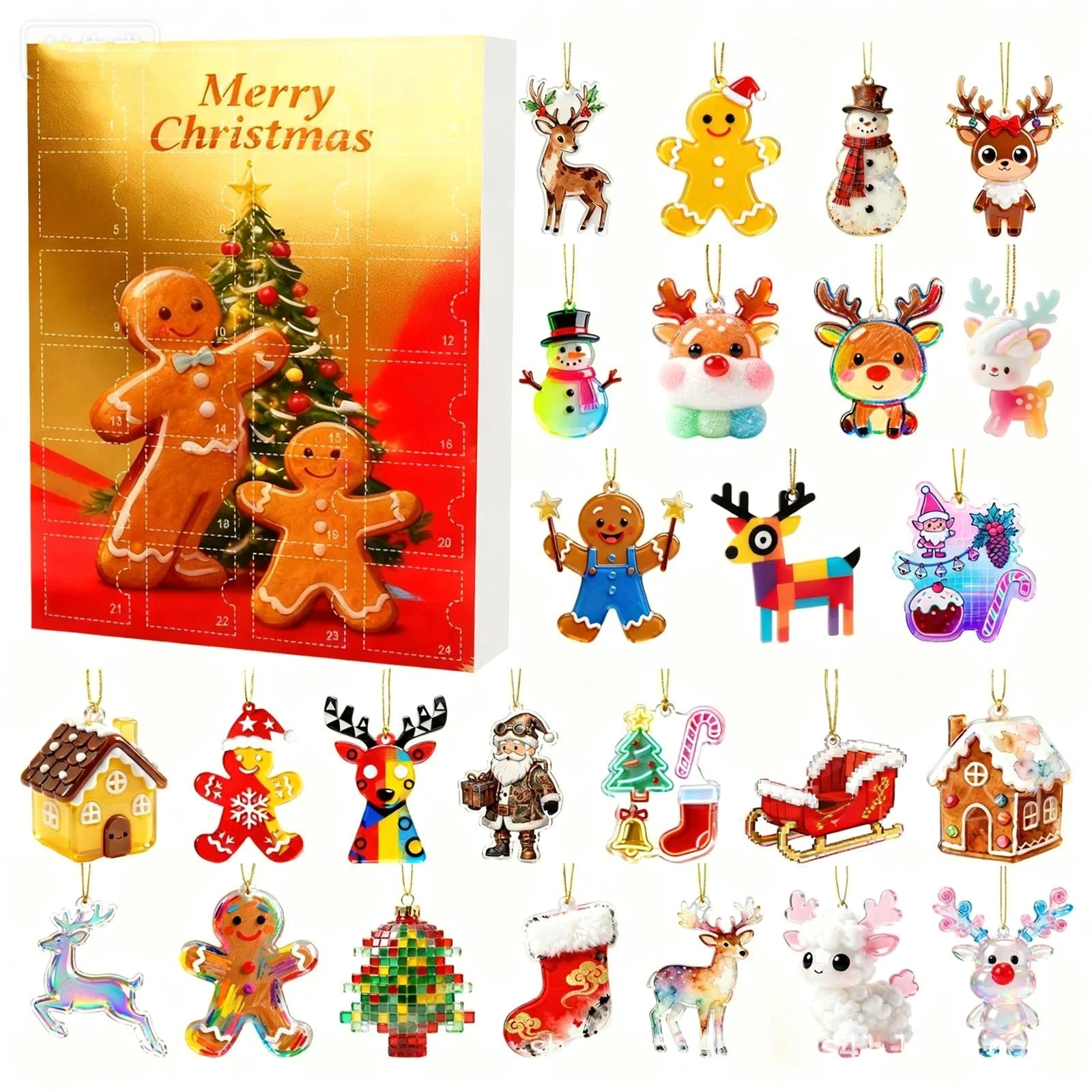 Merry Christmas Countdown Gingerbread Man Advent Calendar 24 Days 2D Blind Box
