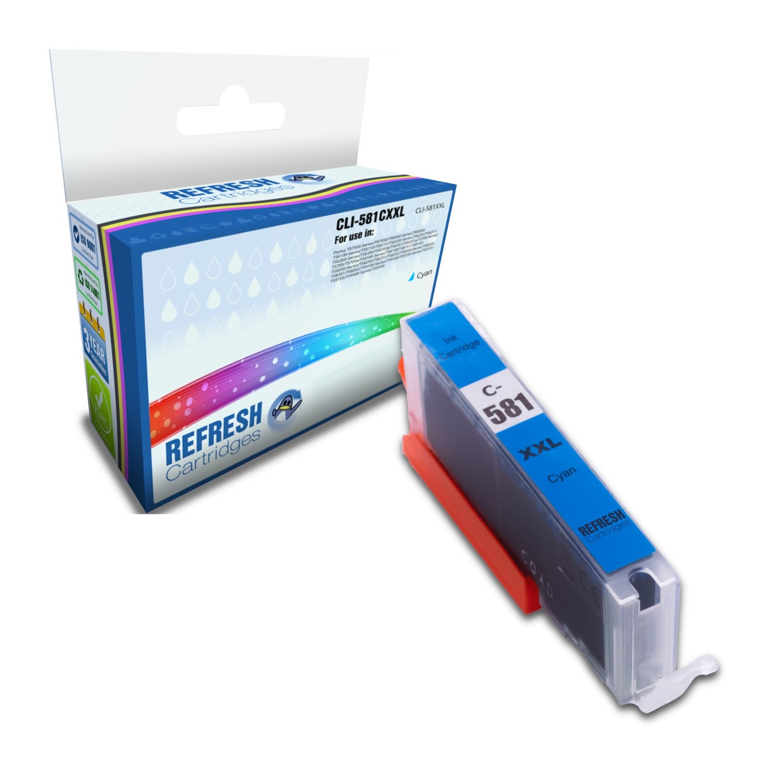 Refresh Cartridges Cyan CLI-581CXXL Ink Compatible With Canon Printers