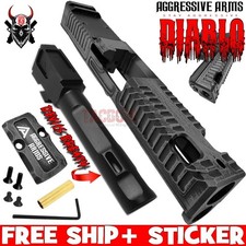 AGGRESSIVE ARMS DIABLO BTL GREY PORTED RMR Slide BARREL for GLOCK 19 GEN 5 COMPd