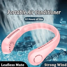 Portable USB Rechargeable Neckband Lazy Neck Hanging Dual Cooling Mini Fan USA