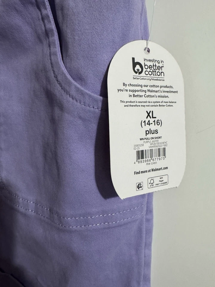 Wonder Nation Girls Pull On Shorts NWT SZ XL Plus (14-16) Lavender Solid Pockets - Image 4 of 4