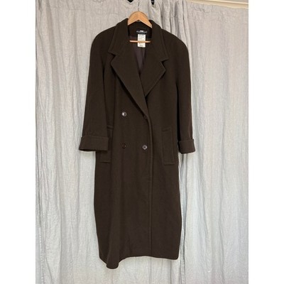 Benard Holtzman Harve Benard Brown 100% Wool Double Breasted Long Coat Mens 16