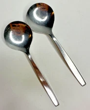 Viners of Sheffield England Stainless Flatware Set 2 Soup Spoons Replacement