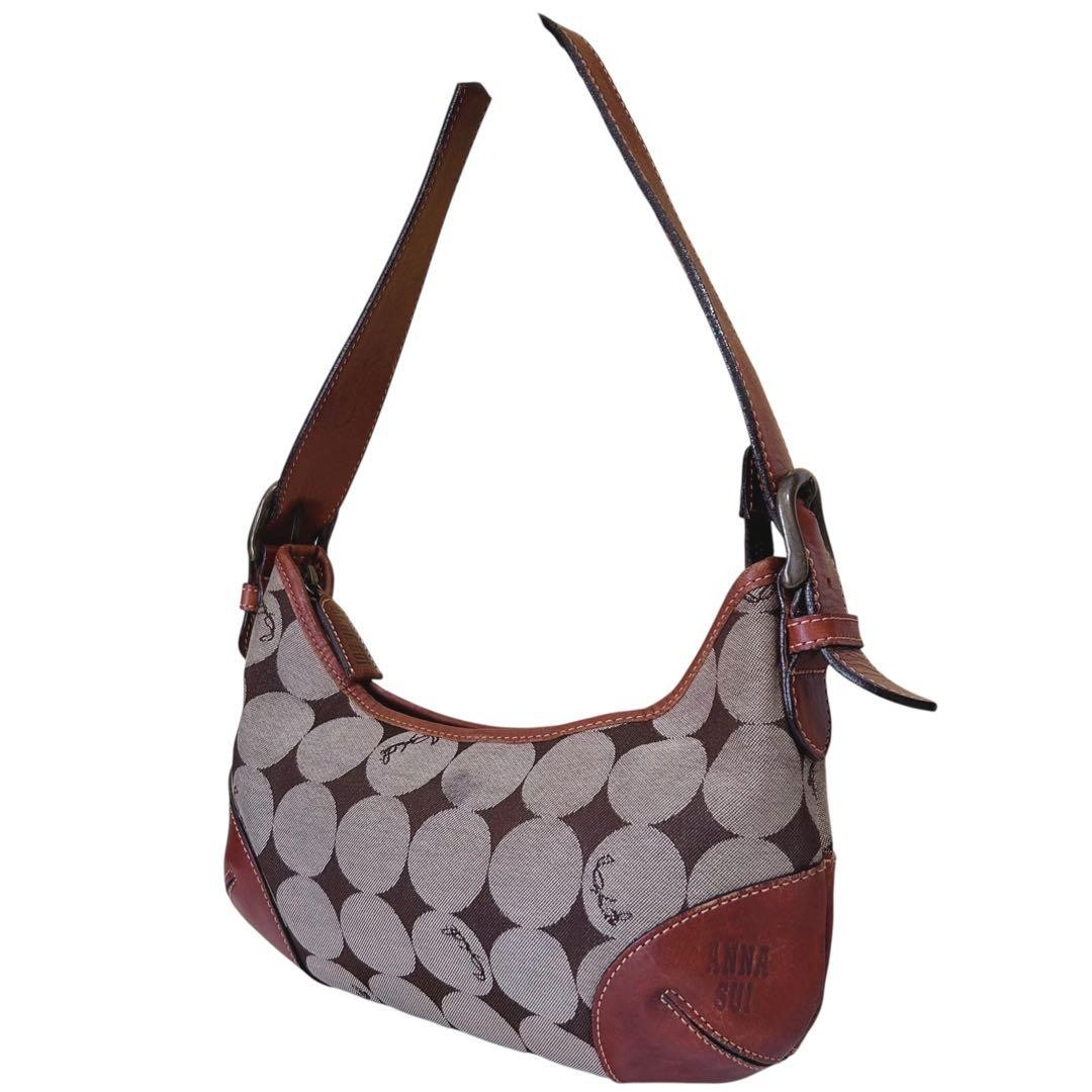 Anna Sui Canvas/Leather Dot Pattern Shoulder Bag … - image 1