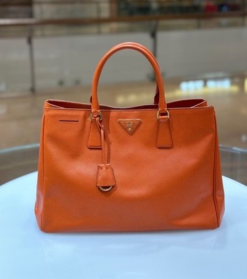PRADA Saffiano Leather Tote Bag Brown Triangle Logo Large Business