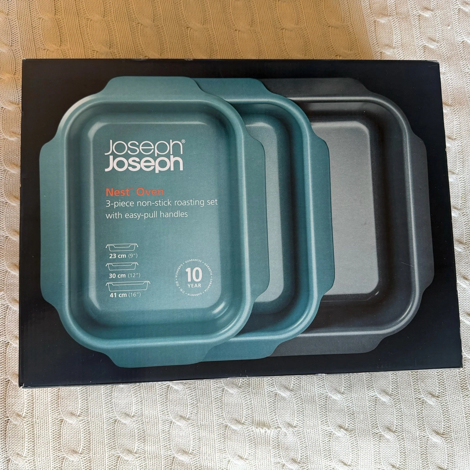 NEW Joseph Joseph Nest Oven 3 Piece Non-Stick Roasting Set Easy Pull Handles