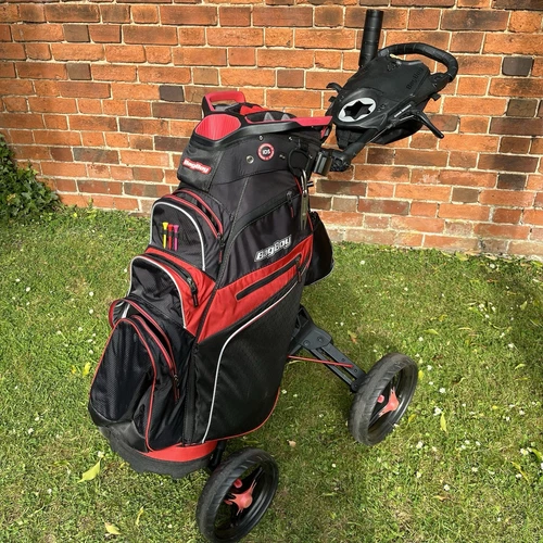 BagBoy Compact Quad XL Golf 4-Wheel Push Trolley Easy Folding + Cart Bag (EXC+)
