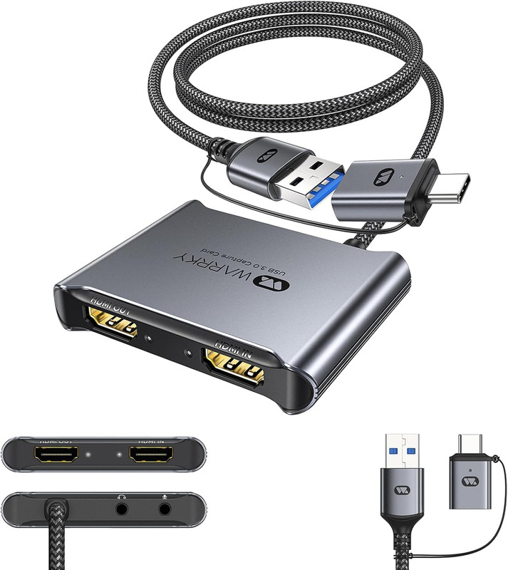 WARRKY 4K Loop Out Video Capture Card for Streaming, Work for Ps4/Ps5/Xbox/Switc