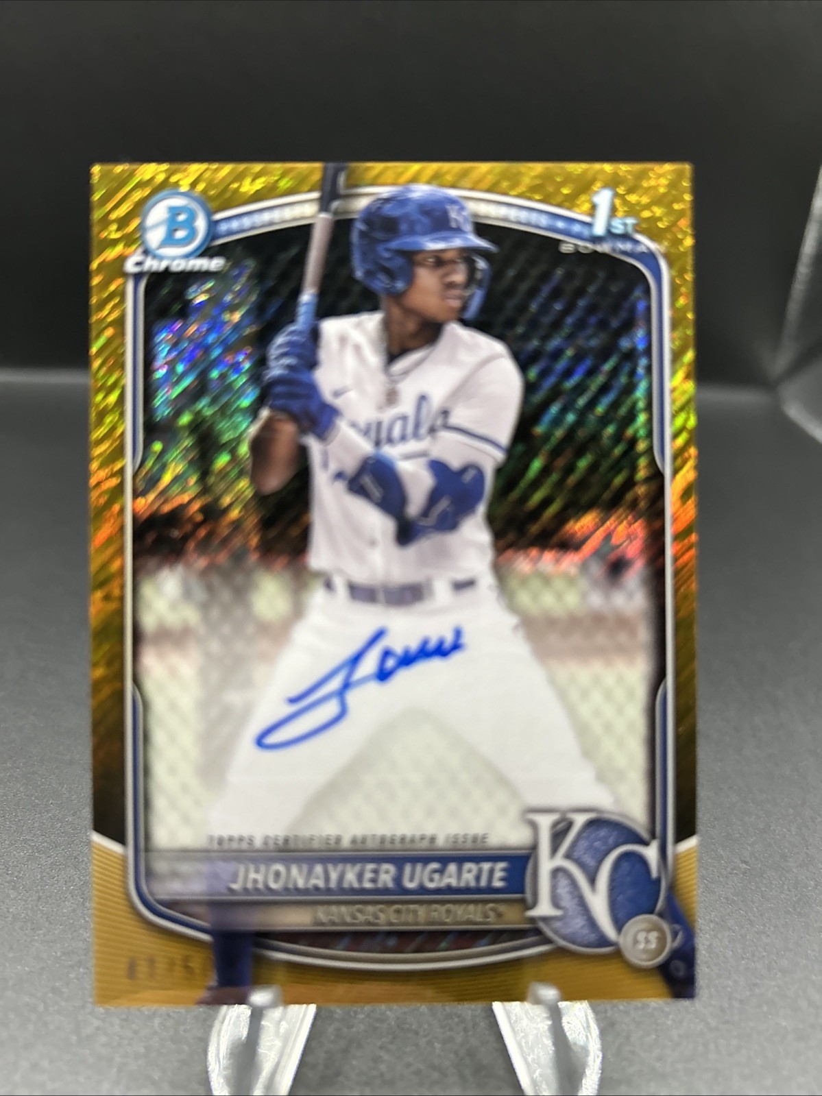 2025 Bowman Jhonayker Ugarte Chrome Auto Gold Shimmer Refractor 1st 41/50