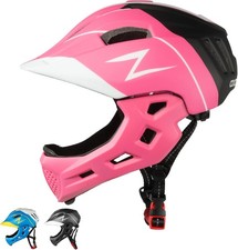 COOZI Pink Kids BMX Helmet 2-in-1 Full-Face & Half Adjustable Ages 5-15