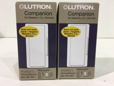 LOT OF 2 Lutron Maestro 600-Watt Multi-Location Companion Dimmer - White