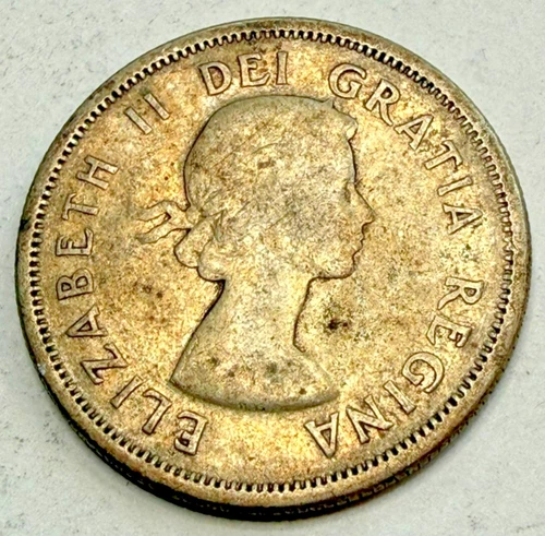1957 Canada 25 Cents Quarter 80% Silver  Coin