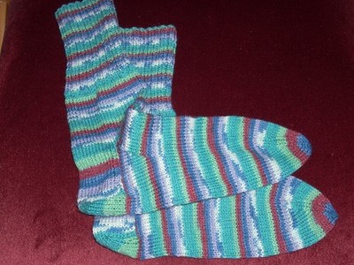 Wollsocken handgestrickt Gr. 43 Neu - ungetragen 75% Schurwolle grün blau braun
