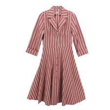 J. PETERMAN Shirt Dress 100% Cotton Striped Fit & Flare Midi Size 4