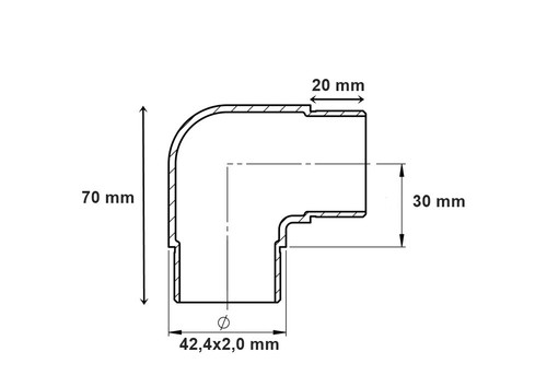 Edelstahl Eckbogen rund 90° eng für Ø 42,4x2,0 mm Rohrbogen Fitting V2A - Bild 2 von 3
