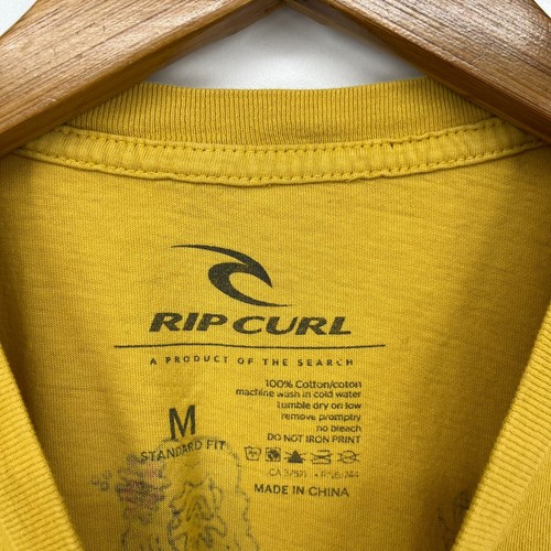 Rip Curl T-Shirt Men's Size M Yellow Aloha Hawaii Double Sided Logo Short Sleeve - Picture 4 of 10