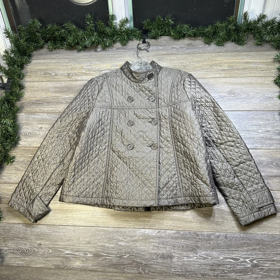 Abrigo Elena Solana Talla Grande Mujer Marrón Guisante Abrigo Chaqueta Acolchado Cálido Foto 2 de 4