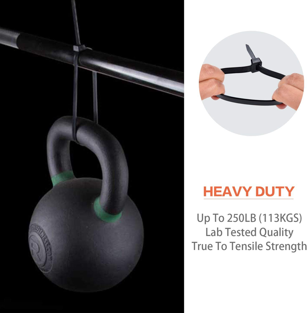 Fascette Elettricista Fascette Per Cavi Nere E Bianche Resistenti Ai Raggi UV – Pack Da 100 Pezzi, Lunghezza 4 Pollici, Carico Di Rottura 8 Kg - Foto 4