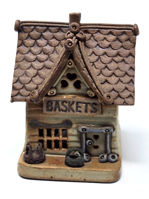1980-90s Windy Meadows Pottery House Cottage BASKETS Store 4 1/2'' Tall READ