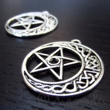 Celtic Pentagram Star 33mm Antiqued Silver Plated Pendants C8647 - 2, 5 Or 10PCs