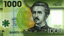 CHILE 1000 PESOS UNC POLYMER Banknote (2018) P-161h Prefix FB Marcel-Zurbuchen
