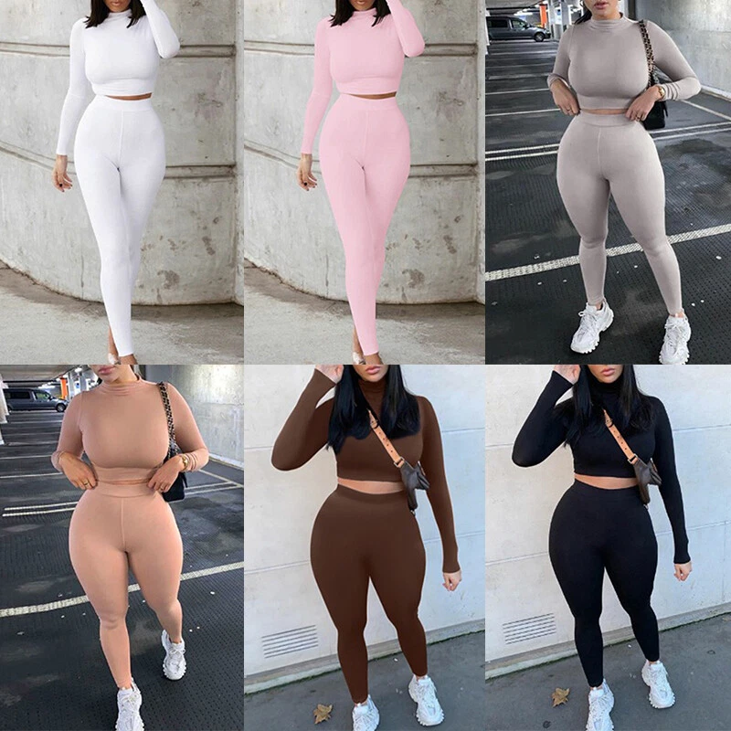 Women Seamless Yoga Suit Long Sleeve Crop Top Leggings Push Up Sports Pants  Set!