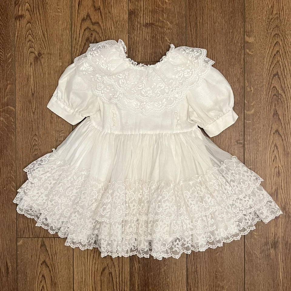 Marthas Miniatures We're Fussy White Lace Full Circle Dress Sz 4 - Image 2 of 4