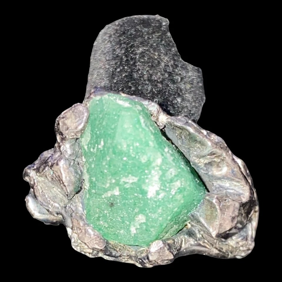 Anillo Aventurina Talla 7 Plata de Ley Rústico Brutalista Foto 2 de 4