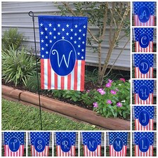 Monogrammed Holiday Small Garden Flag, 12x19, 4th of July, USA America Gift