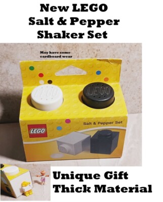New LEGO Salt Pepper Shakers Condiments Containers HUMAN SIZED White Black RARE