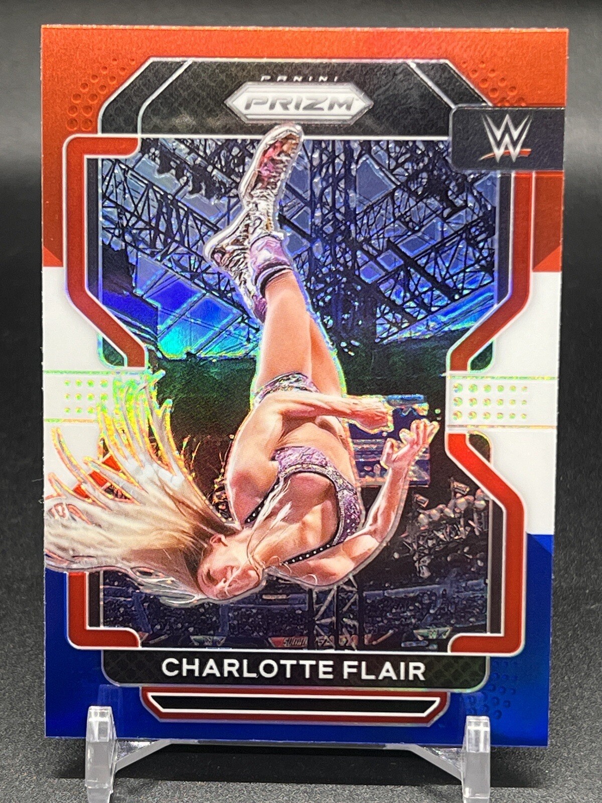 2022 Panini WWE Prizm RED WHITE BLUE #180 Charlotte Flair