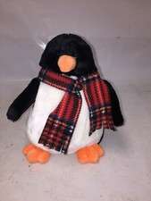 Russ CHATTERS Penguin Black White w Scarf 8 Plush Stuffed Animal