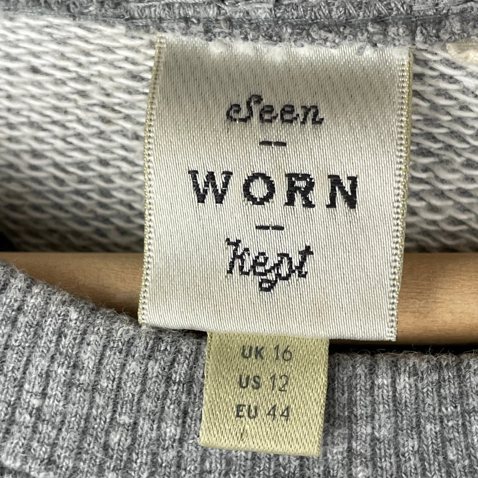 Anthropologie Seen Worn Kept Jackie Sweatshirt 12 Gray Embroidered Embellished - Image 2 of 4