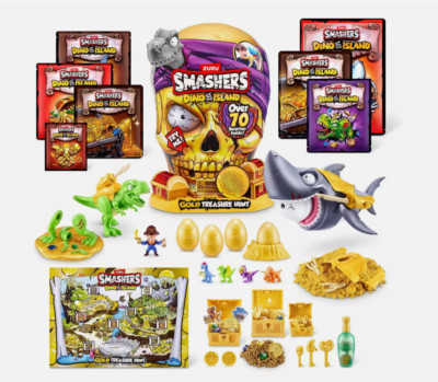 Zuru Smashers Dino Island Gold Treasure Hunt Pirate Skull Surprise Gray  (M60K)