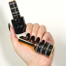 DND DC Soak Off Gel Polish + Matching Nail Lacquer - 055 Black Ocean 