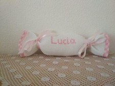 BATTESIMO sacchetti caramella per confetti ricamo punto croce tela aida bianca